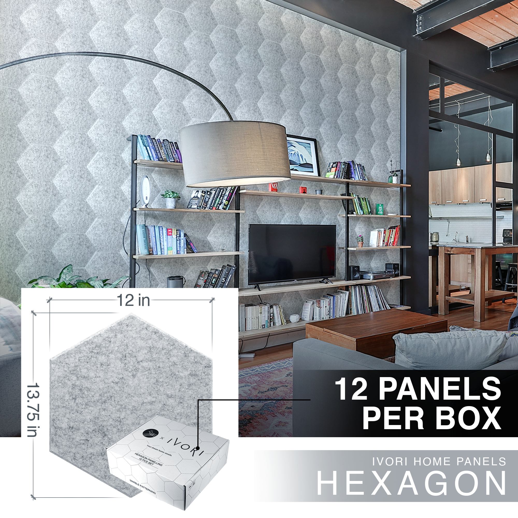 IVORI™ Hex Noise Reduction Wall Panel (12 pc set)