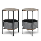 Set of 2 Industrial Round End Side Table