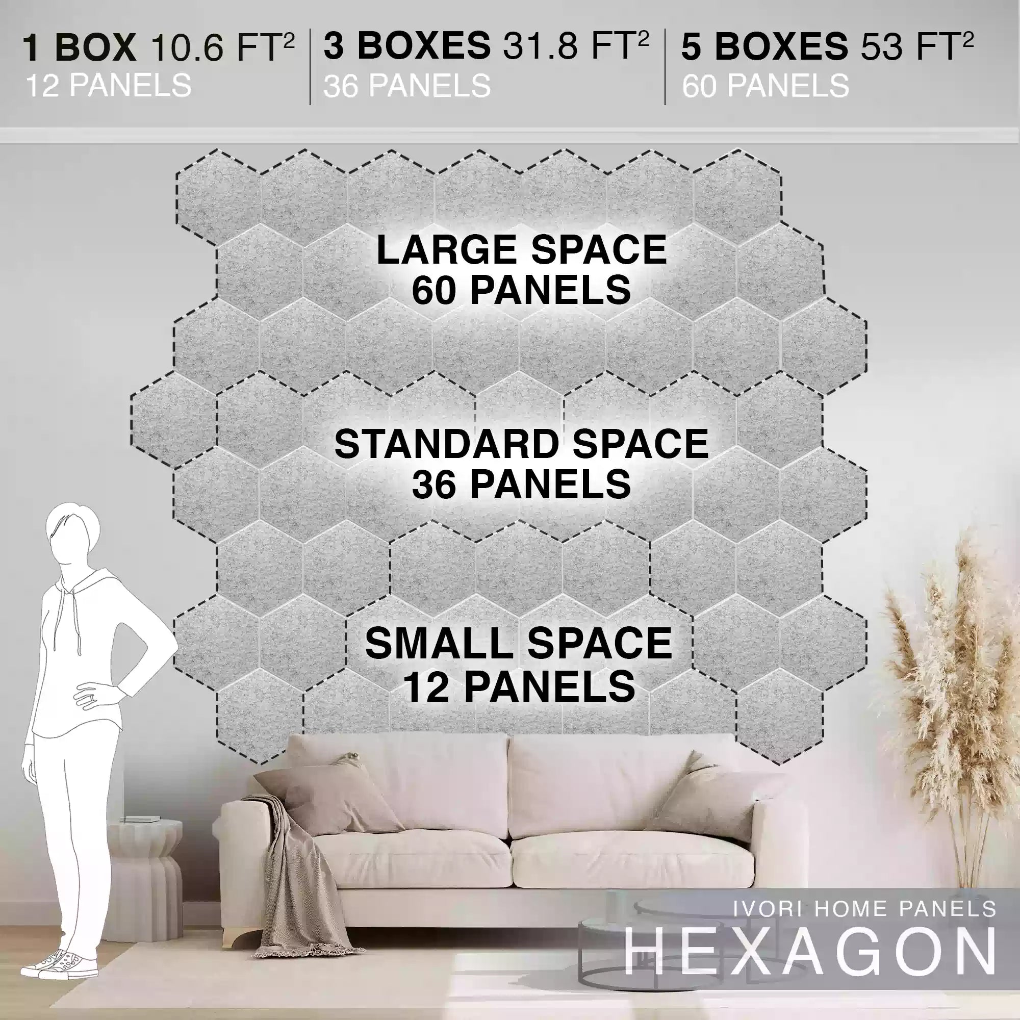 IVORI™ Hex Noise Reduction Wall Panel (12 pc set)