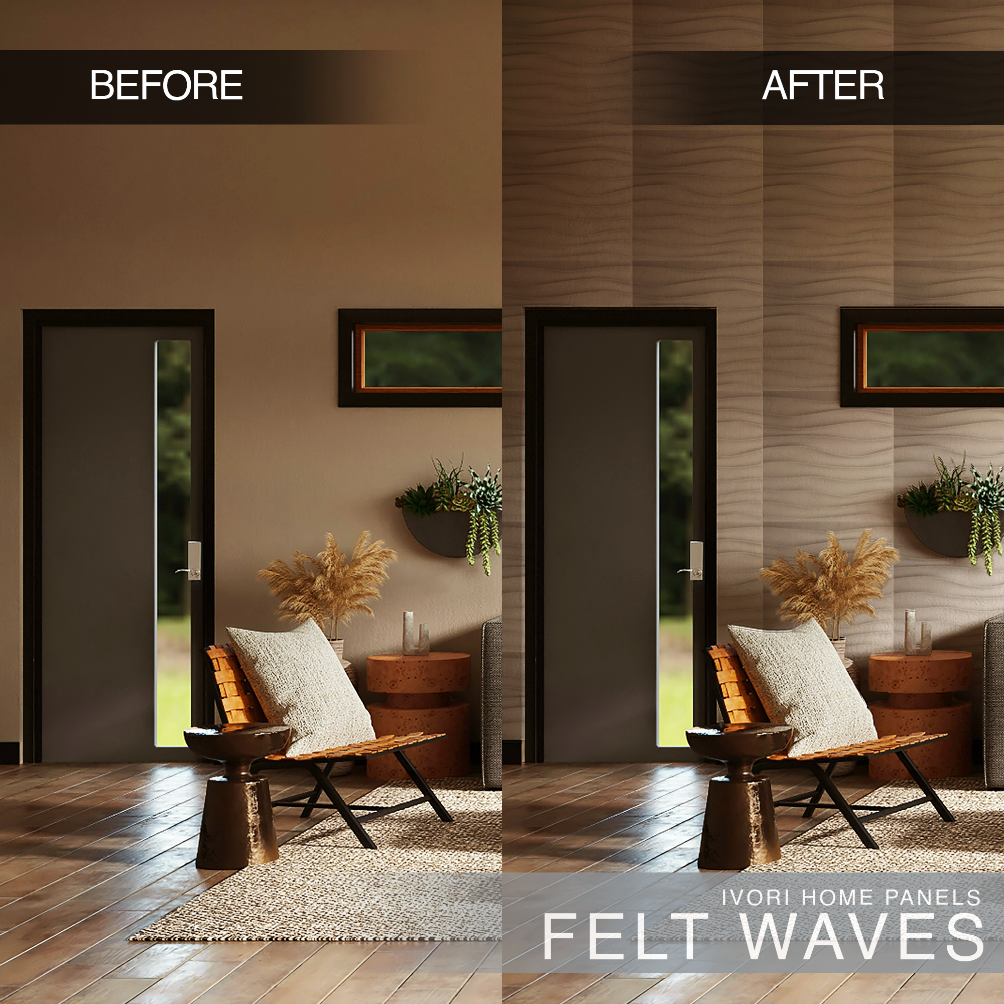 IVORI™ Felt Waves Lux Wall Panel (6 pc set)