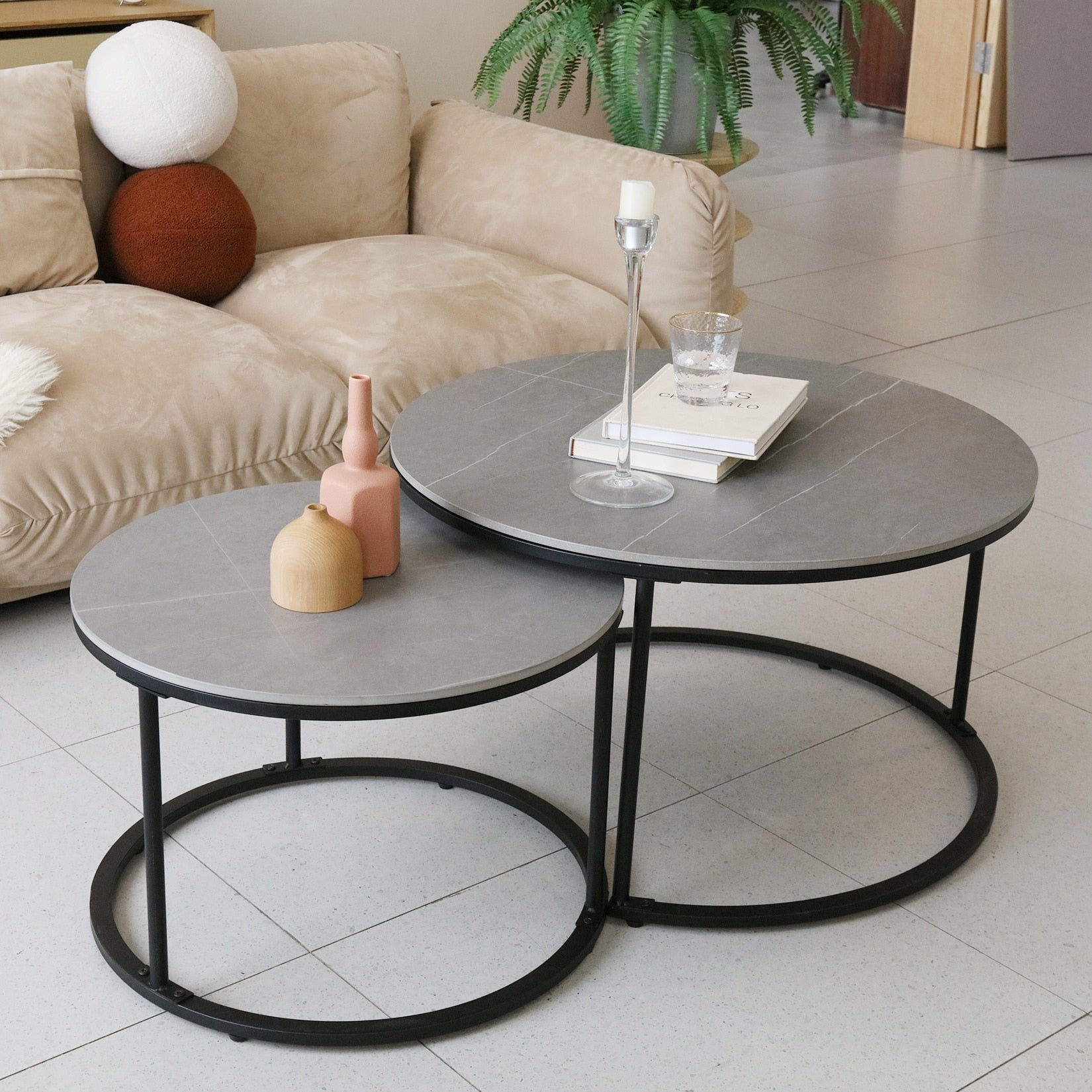 Sintered Stone Mamoris Set of Two Nested Coffee Table