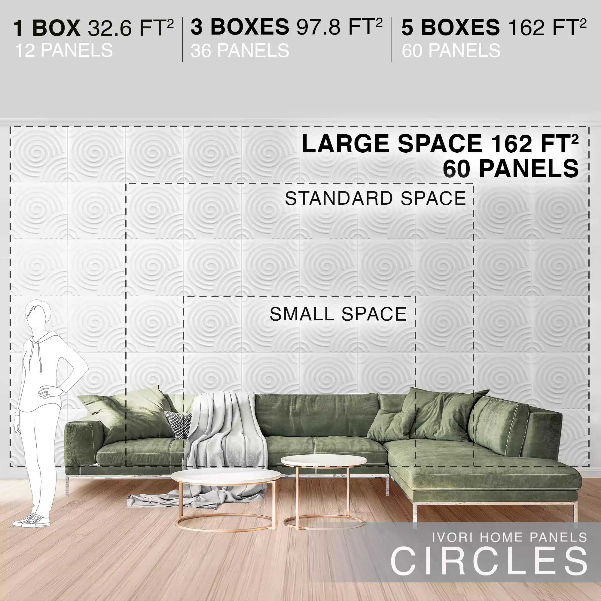 IVORI™ Circles Deluxe Wall Panel  (12 pc set)
